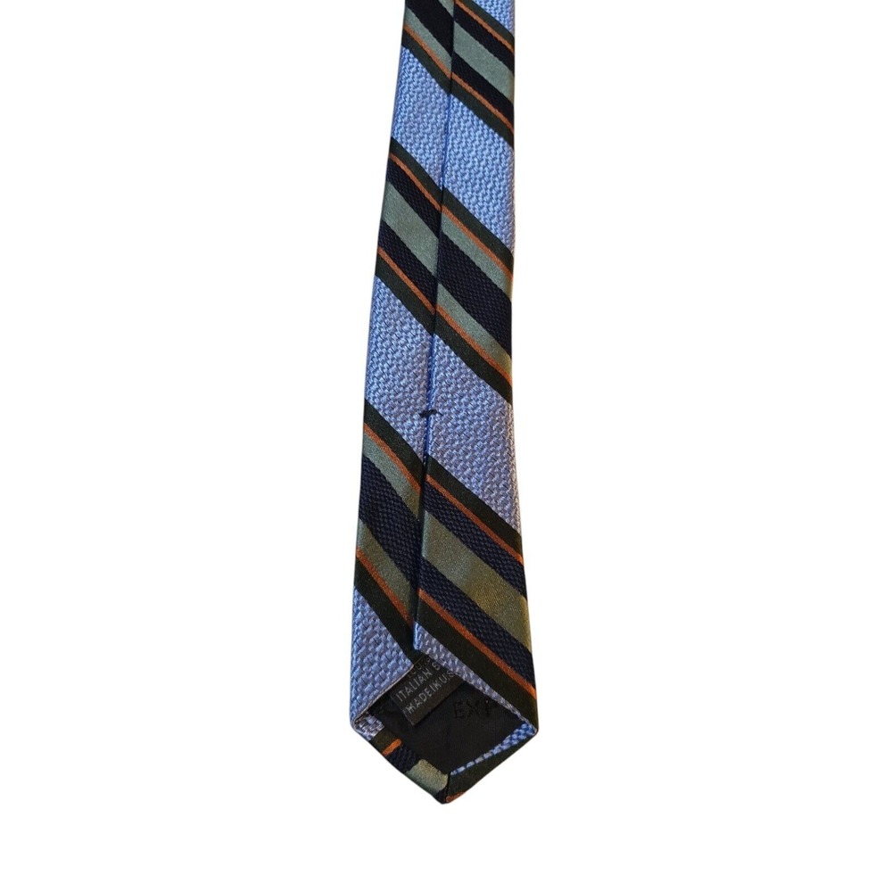Express Design Studio‎ Neck Tie Mens Blue Green Orange Stripe Business Suit - Picture 8 of 13